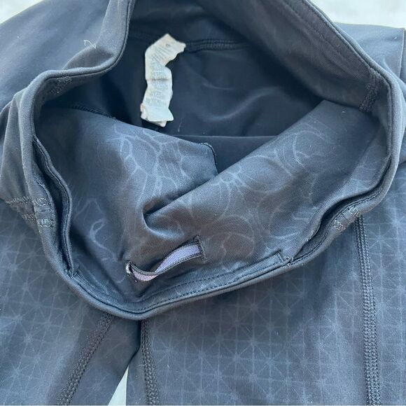 Lululemon Runday 7/8 Tri Geo Embossed Leggings Black Zippers Workout 2 - Picture 12 of 16